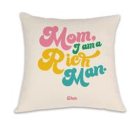 Mom I Am A Rich Man Throw Pillow Covers, Feminist Girl Power Decorative Cushion Covers,Girl Gift, Funny Office Home Bedroom Living Room Girls Room Pillowcase for Sofa Couch, 18x18 Inch(8L126)