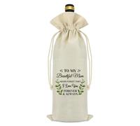 Mom I Lover You Gifts To My Mom Gift from Daughter Son Wine Bag Mom Birthday Gifts Christmas Thanksgiving Mothers Day Gifts for Mom Stepmom Bonus Mom Mother in Law Decorative Wine Bottle Cover Bag