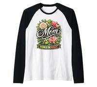 Mom is The Magic Floral Hearts Raglan Baseball Tee
