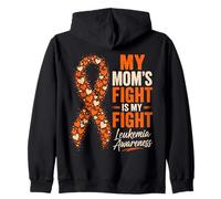 Mom Leukemia Family Support Orange Ribbon Zip Hoodie