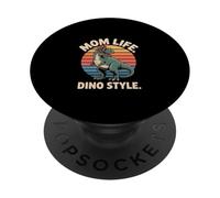 Mom Life Dino Style Retro T Rex Dinosaur Mom PopSockets Adhesive PopGrip