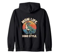 Mom Life Dino Style Retro T Rex Dinosaur Mom Zip Hoodie