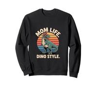 Mom Life Dino Style T Rex Dinosaur Retro Sunset Mom Sweatshirt