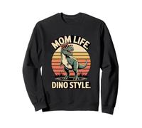 Mom Life Dino Style T Rex Dinosaur Retro Sunset Mom Sweatshirt
