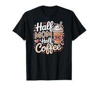 Mom Life Half Coffee Funny Leopard Cute T-Shirt
