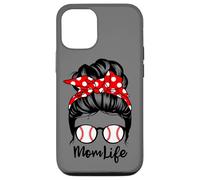 Mom Life Messy Bun Hair Funny Baseball Player Mom Case for iPhone 12/12 Pro