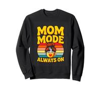 Mom Mode Always On Retro Messy Bun Coffee Sweatshirt