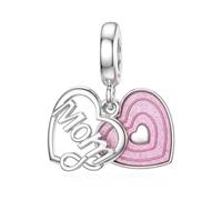 Mom Mum Charm for Pandora Charms Mother's Sterling Silver Double Heart Bead