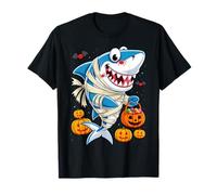 Mom Mummy Shark Pumpkin Spider Treats Funny Fish Halloween T-Shirt