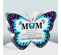 Mom My Heart is Filled with Love for You An Exceptional Mom Through and Through Personalized Kid's Name Acrylic Plaque Butterfly Shaped Sign Bereavement Remembrance Butterfly Plaque for Family Members
