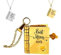 Mom Necklace for Women - Heartfelt Message Jewelry for Mom from Daughter Son, My Incredible mom Book Necklace, Personalized Hummingwings book necklace, Carries Everlasting Love (Gold)