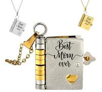 Mom Necklace for Women - Heartfelt Message Jewelry for Mom from Daughter Son, My Incredible mom Book Necklace, Personalized Hummingwings book necklace, Carries Everlasting Love (Gold Silver)