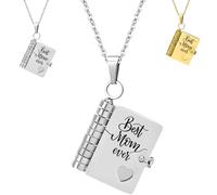 Mom Necklace for Women - Heartfelt Message Jewelry for Mom from Daughter Son, My Incredible mom Book Necklace, Personalized Hummingwings book necklace, Carries Everlasting Love (Silver)