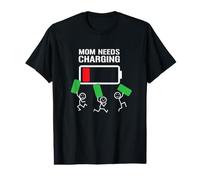 Mom Needs Charging Funny Parenting Kids Chaos Value Graphic T-Shirt