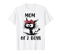 MOM of 2 Boys Low Battery Messy Cat Mom Mother's Halloween T-Shirt