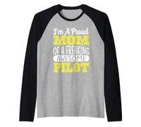 Mom of A Freaking Awesome Pilot Pilot Airplanes Aviator Raglan Baseball Tee