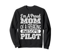 Mom Of A Freaking Awesome Pilot Pilot Airplanes Aviator Sweatshirt