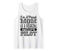 Mom of A Freaking Awesome Pilot Pilot Airplanes Aviator Tank Top