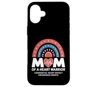 Mom of a Heart Warrior Leopard Rainbow Case for iPhone 16 Plus