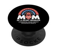 Mom of a Heart Warrior Leopard Rainbow PopSockets Adhesive PopGrip