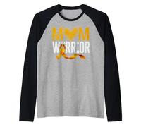 Mom of a Warrior Childhood Cancer Awareness Ribbon Raglan Baseball Tee