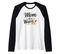 Mom of A Warrior, Golden Ribbon Childhood Cancer Awareness Raglan Baseball Tee