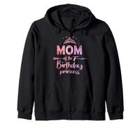 Mom Of The 7th Birthday Princess Girl 7 Years Old B-day Zip Hoodie