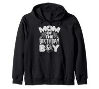 Mom OF THE Birthday BOY Birthday Mom Spider Web Zip Hoodie