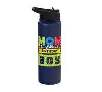 Mom of The Birthday Boy Block Building Brick Builder Kid Stainless Steel Insulated Water Bottle