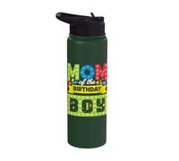 Mom of The Birthday Boy Block Building Brick Builder Kid Stainless Steel Insulated Water Bottle