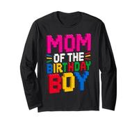 Mom Of The Birthday Boy Master Builder Building Brick Blocks Long Sleeve T-Shirt