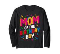 Mom Of The Birthday Boy Master Builder Building Brick Blocks Long Sleeve T-Shirt