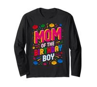 Mom Of The Birthday Boy Master Builder Building Brick Blocks Long Sleeve T-Shirt