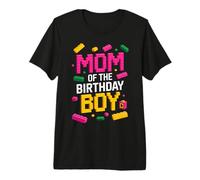 Mom of The Birthday Boy Master Builder Building Brick Blocks Premium T-Shirt