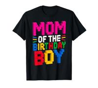Mom Of The Birthday Boy Master Builder Building Brick Blocks T-Shirt
