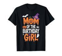 Mom of The Birthday Girl Witch Hat Pumpkin Halloween Bash T-Shirt