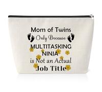 Mom of Twins Gift Makeup Bag Twins Mama Gifts Pregnancy Announcement Gift for New Mom Travel Zipper Cosmetic Bag Mommy to Be Gifts Mother's Day Christmas Birthday Presents for Twins Mama