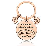 Mom of Twins Keyring Gifts Twins New Mom Dad Keychain Gifts Twins Jewelry Mommy to Be Daddy to Be Pregnancy Announcement Baby Reveal Birthday Gift for Expectant Parents Grandmother Grandfather