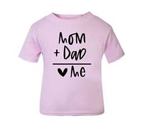 Mom Plus Dad Equals Me Statement [BBY5] Short Sleeve Cotton Toddler t Shirt, 2-3 Years, Pastel Pink