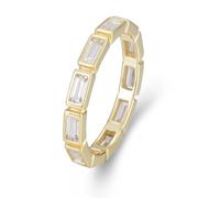 Mom Rings for Women, The Promise Ring Eternity with Rectangular Shape Moissanite 9K Yellow Gold Size I 1/2