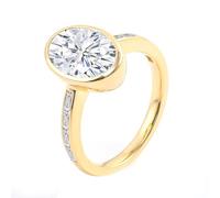 Mom Rings for Women, Yellow Gold Ring Thick 14K with Oval Shape Moissanite 1Ct Size M 1/2