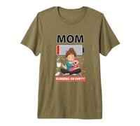 Mom Running On Empty Funny Exhausted Mother Quote Premium T-Shirt