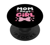 Mom Says Girl Gender Reveal Voting Team Pink Daughter PopSockets Adhesive PopGrip