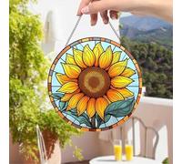 Mom Sunflower Sunflower Acrylic Stained Windows Hanging Suncatcher,Flower Stained Suncatchers Window Ornament Stained Glass Panel Sun Catcher Wall Hanging Decor Birthday Gifts