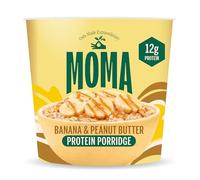 MOMA - Banana & Peanut Butter Porridge Pot - 65g • Made with British Wholegrain Jumbo Oats • Source of Fibre • High in Protein • Source of Fibre • Ready in 3 Minutes • 12g of protein