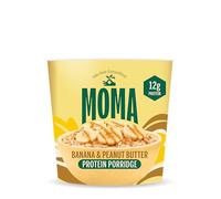 MOMA - Banana & Peanut Butter Porridge Pot - 8 x 65g • Made with British Wholegrain Jumbo Oats • Source of Fibre • High in Protein • Source of Fibre • Ready in 3 Minutes • 12g of protein