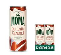 MOMA Ice Coffee - CARAMEL OAT LATTE - 12 x 250ml Cans Multipack - Made with Oat Milk & Arabica Coffee Beans - Preservative Free, Vegan, Dairy Free - Ready To Drink Ice Coffee