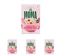 MOMA Wholegrain Overnight Oats RASPBERRY & APPLE - Box of 1 x 400g - No Added Sugar, Dairy Free, Source of Protein - Gluten Free, Vegetarian & Vegan - Make in 5 mins - Made in the UK (Pack of 4)