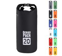 MOMAHUA 20L Waterproof Dry Bag Backpack with Double Shoulder Straps - Black Durable PVC Roll Top Dry Sack - Heavy Duty Reusable Rucksack for Kayaking, Boating, Beach & Travel