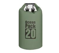 MOMAHUA 20L Waterproof Dry Bag Backpack with Double Shoulder Straps - Sage Green Durable PVC Roll Top Dry Sack - Heavy Duty Reusable Rucksack for Kayaking, Boating, Beach & Travel